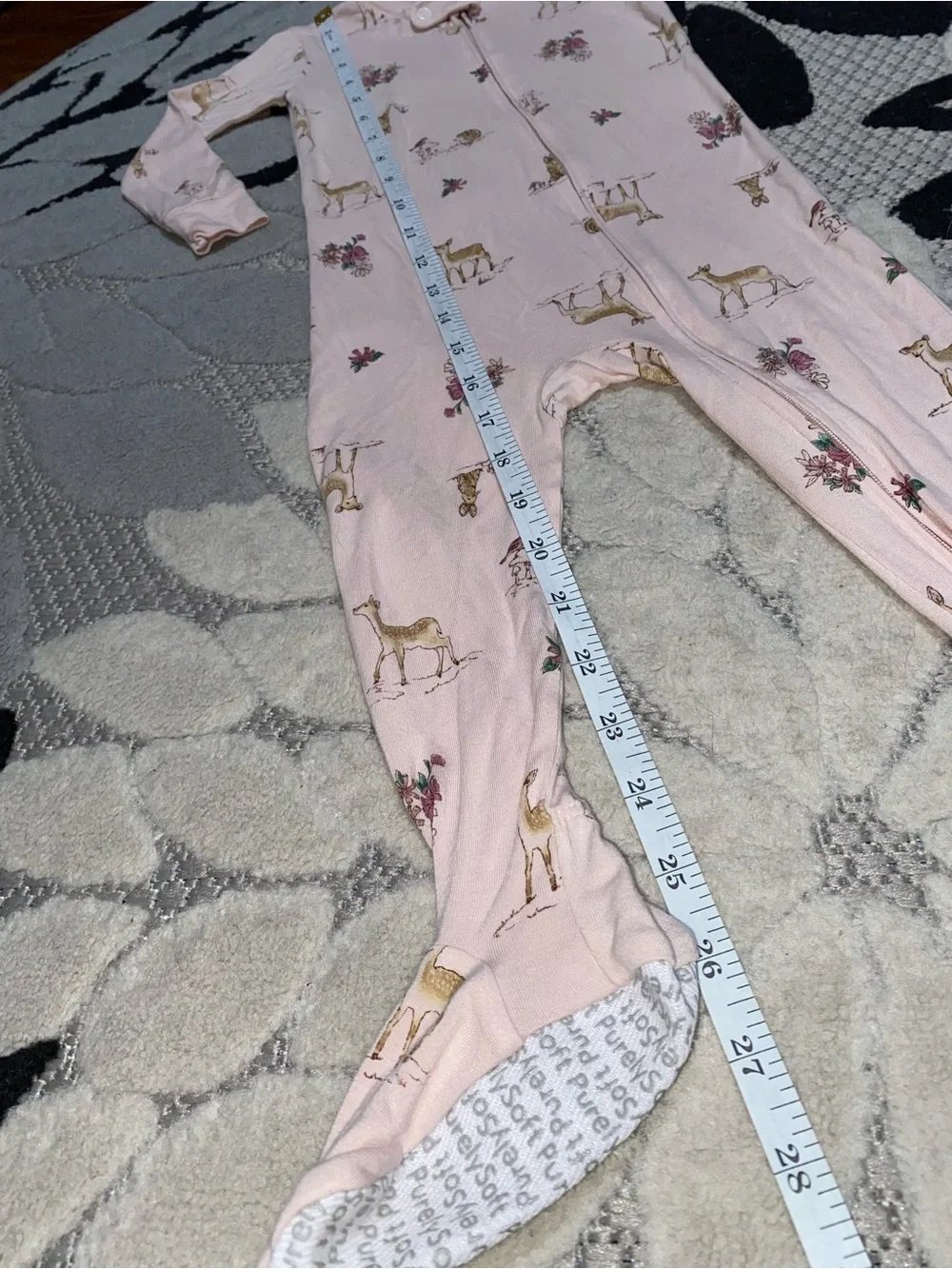 Carter’s Purely Soft Baby Girl Pink Footed One-Piece Pajama 18 Months
